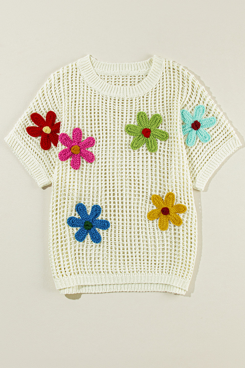 Floral Crochet Sweater T-Shirt