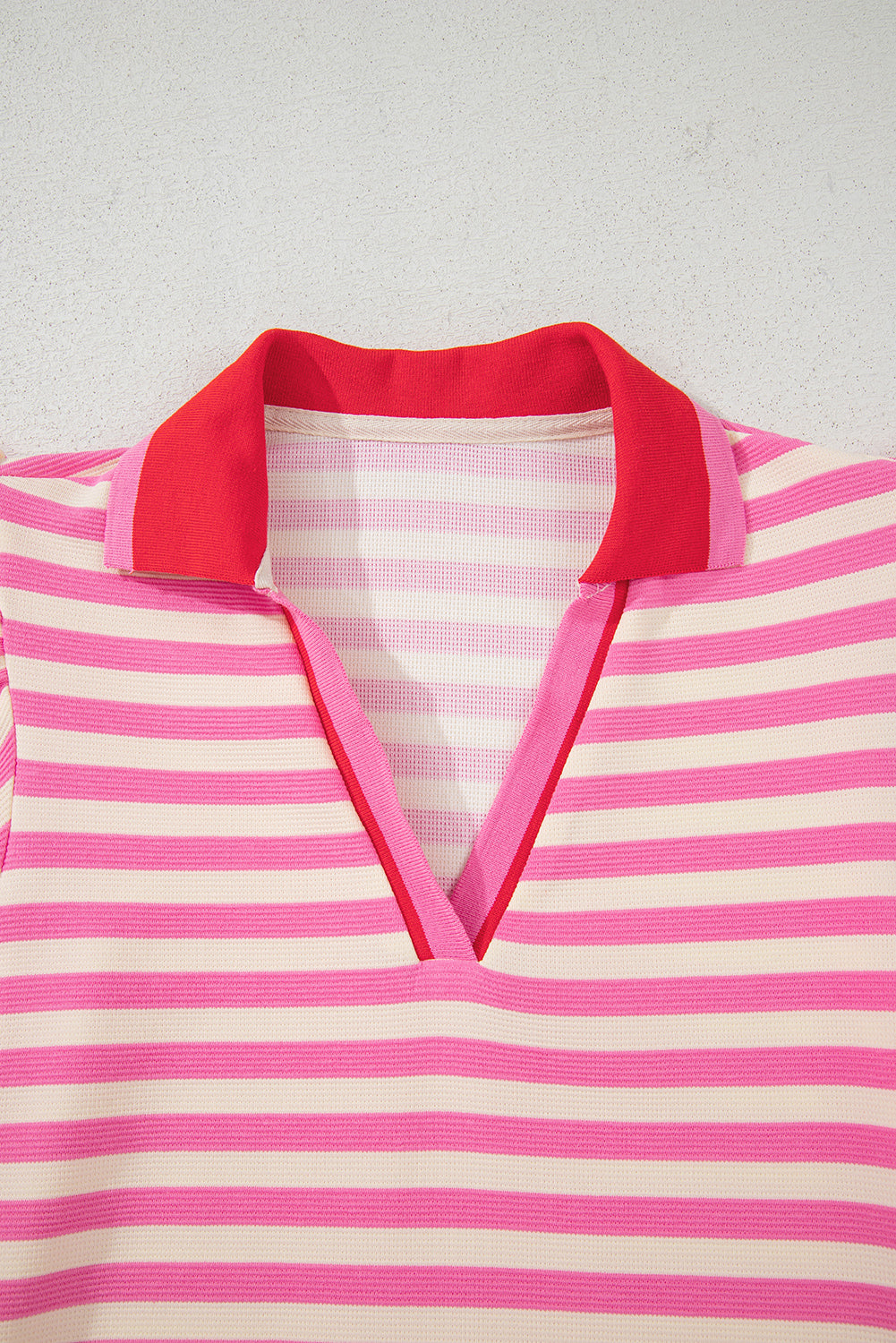 Stripe Contrast Collared V-Neck Dress