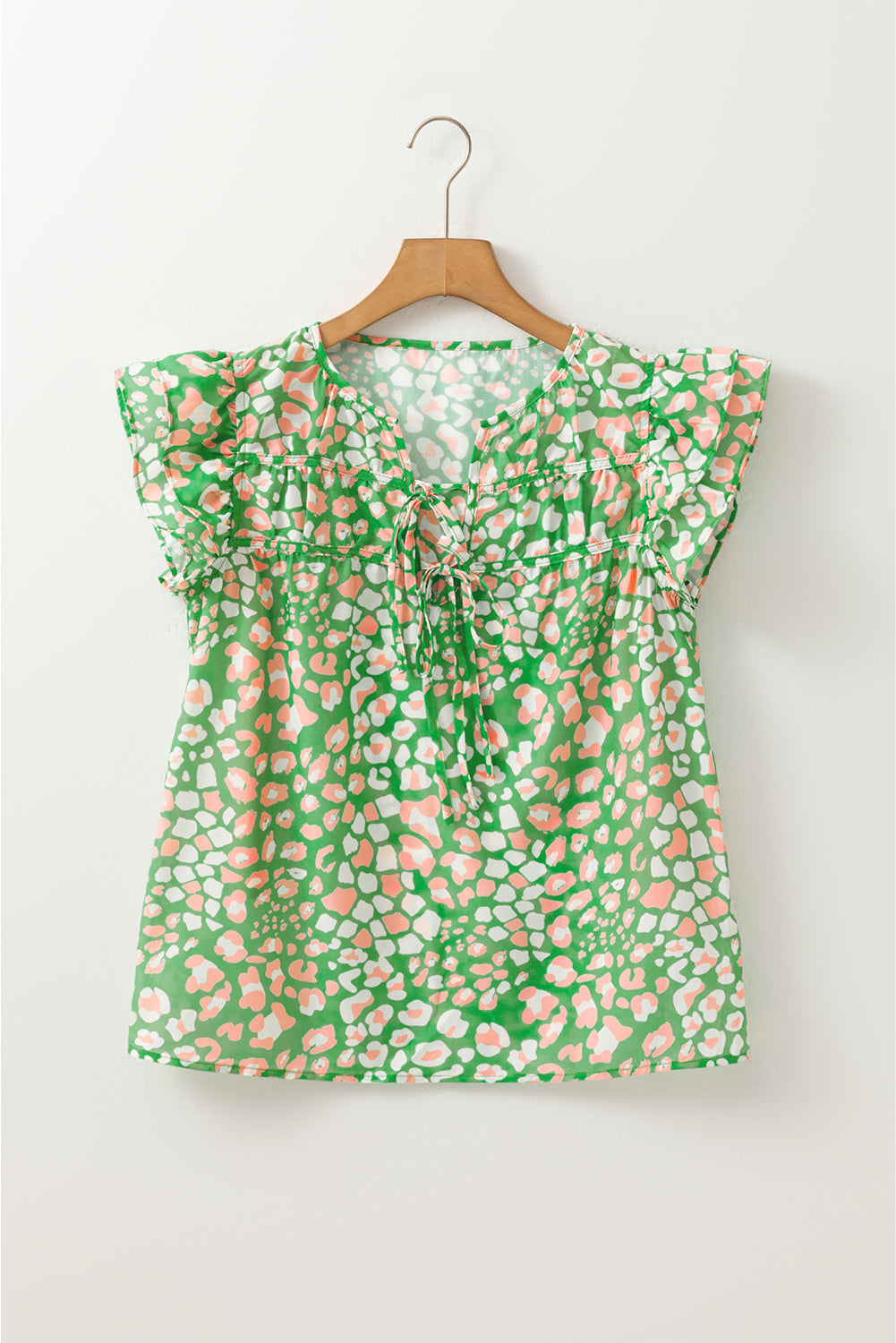 Abstract Leopard Tied Front Blouse