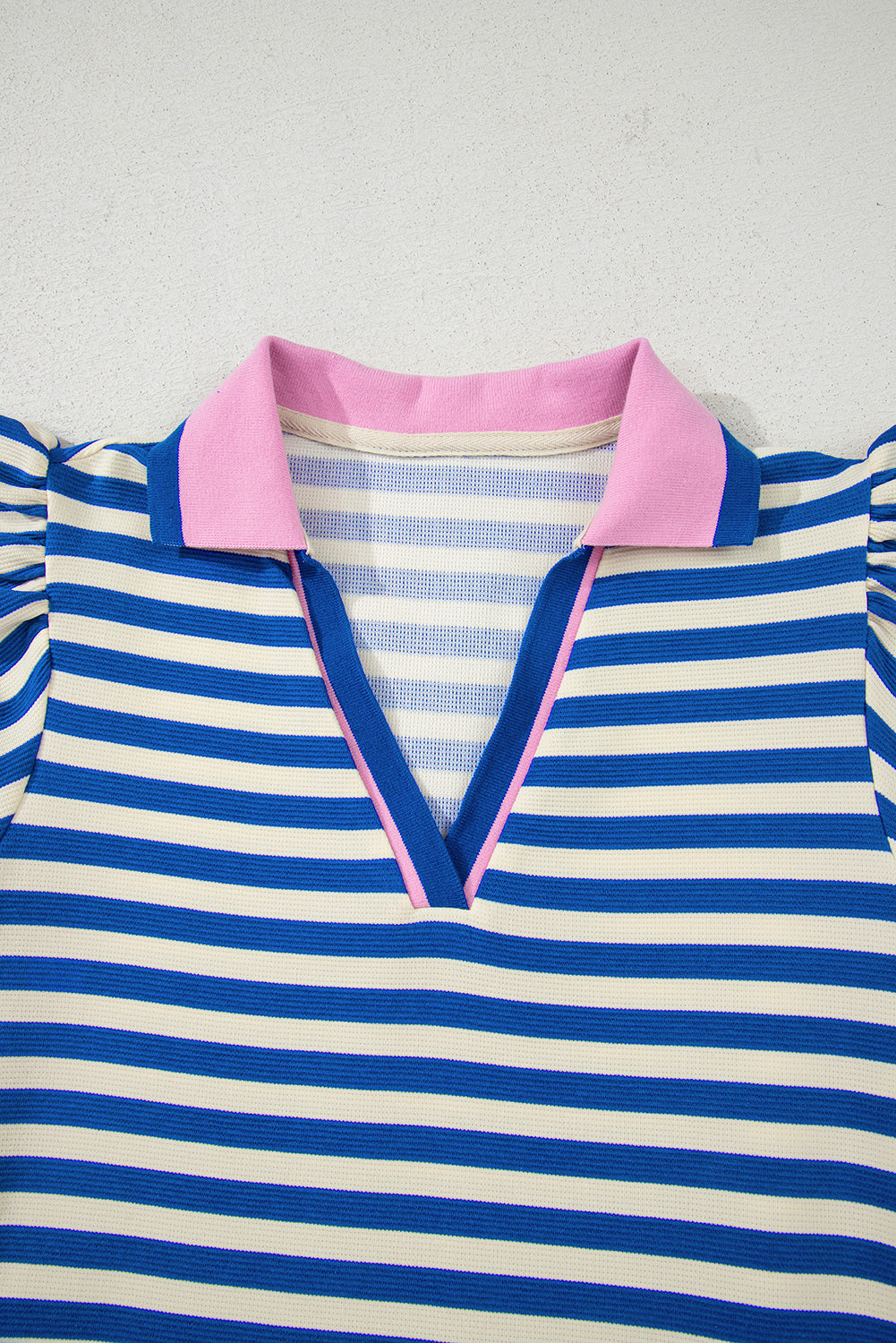 Stripe Contrast Collared V-Neck Dress