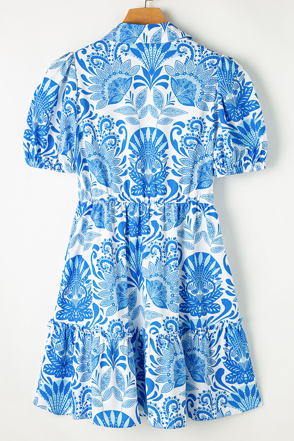Floral Ruffle Half Buttoned Dress