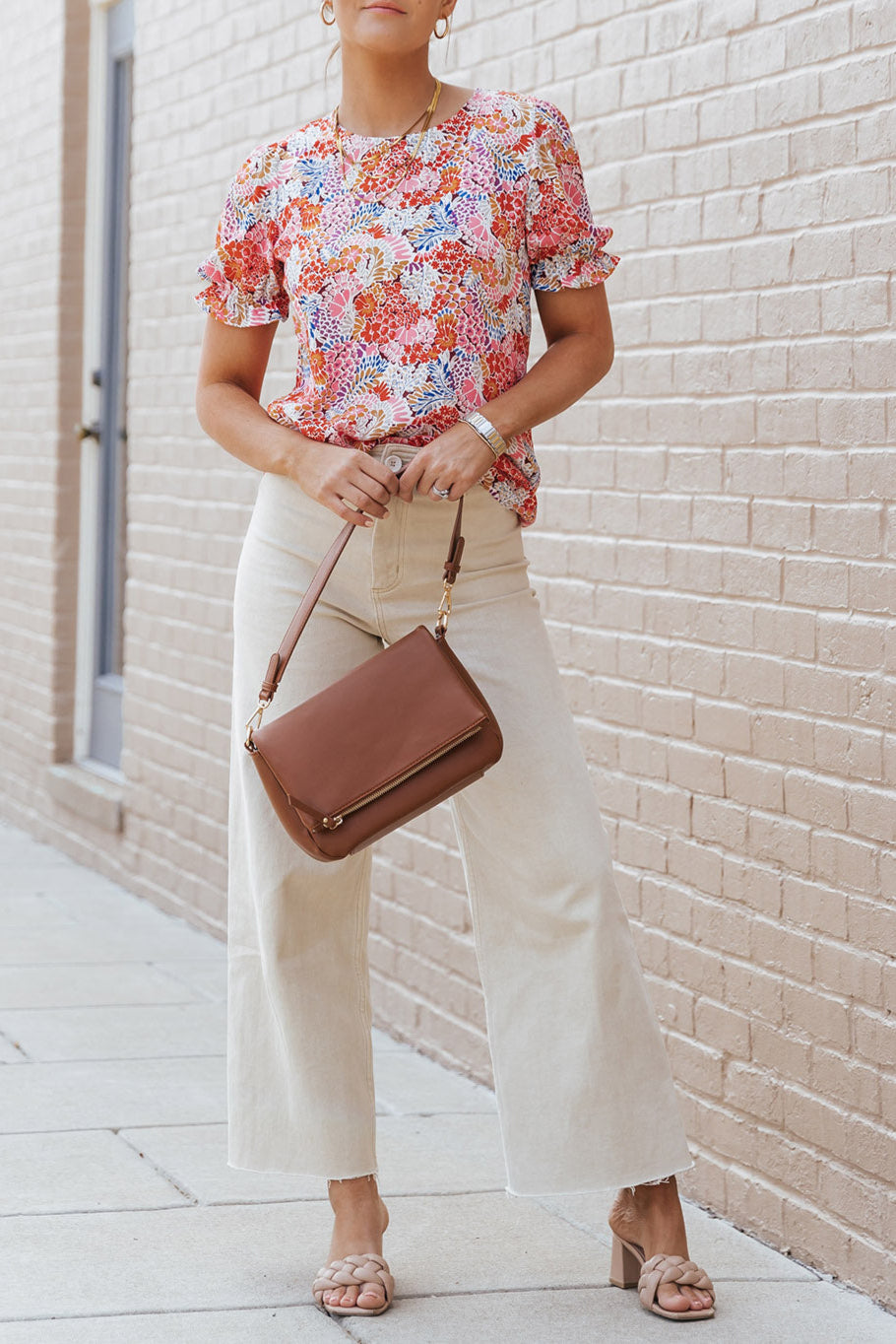 Floral Bubble Sleeve Blouse
