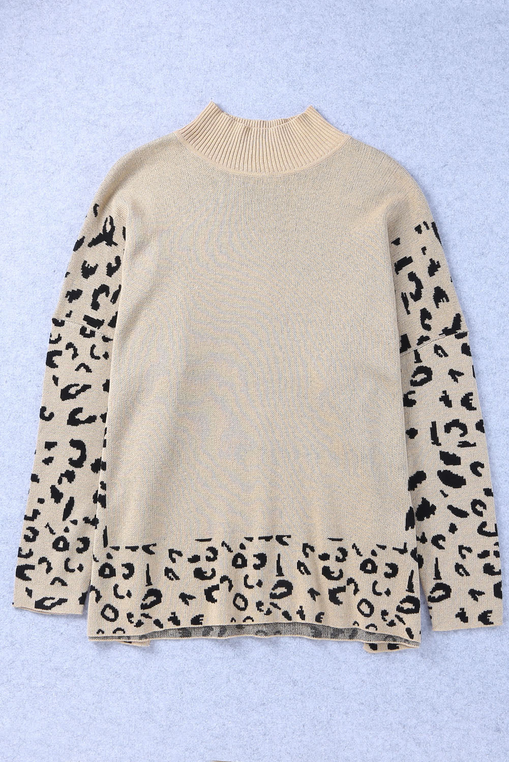 Leopard Colorblock Mock Neck Sweater