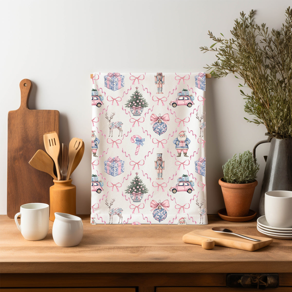 Festive kitchen linens chinoiserie pattern
Holiday baking towels premium cotton
Christmas kitchen accessories pink blue