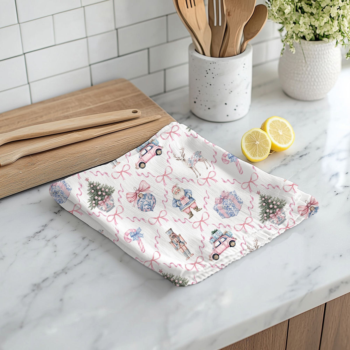 Christmas kitchen essentials gift towels
Pink blue Christmas kitchen towels with hanging loop
Oversized holiday kitchen towels oversized