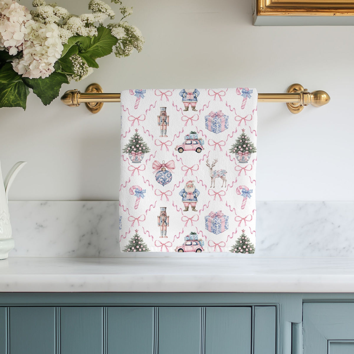 Christmas kitchen linens pink blue elegant design
Chinoiserie style Christmas towels kitchen decoration
Holiday dish towels premium cotton 18x29 inches
