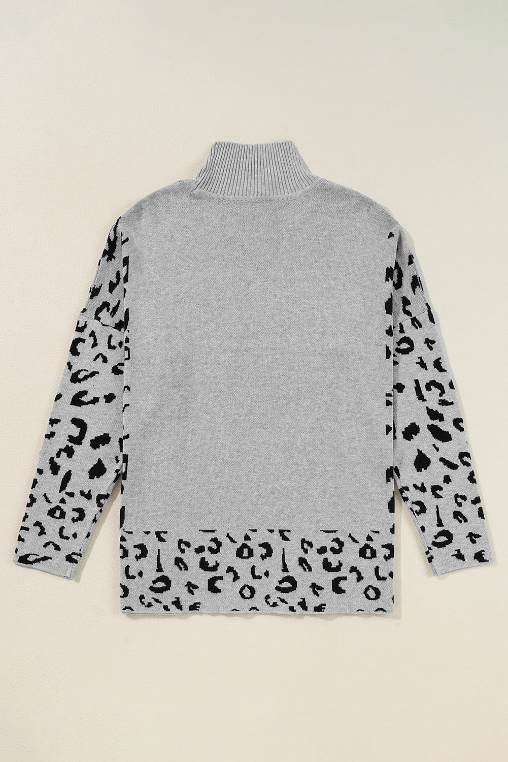 Leopard Colorblock Mock Neck Sweater