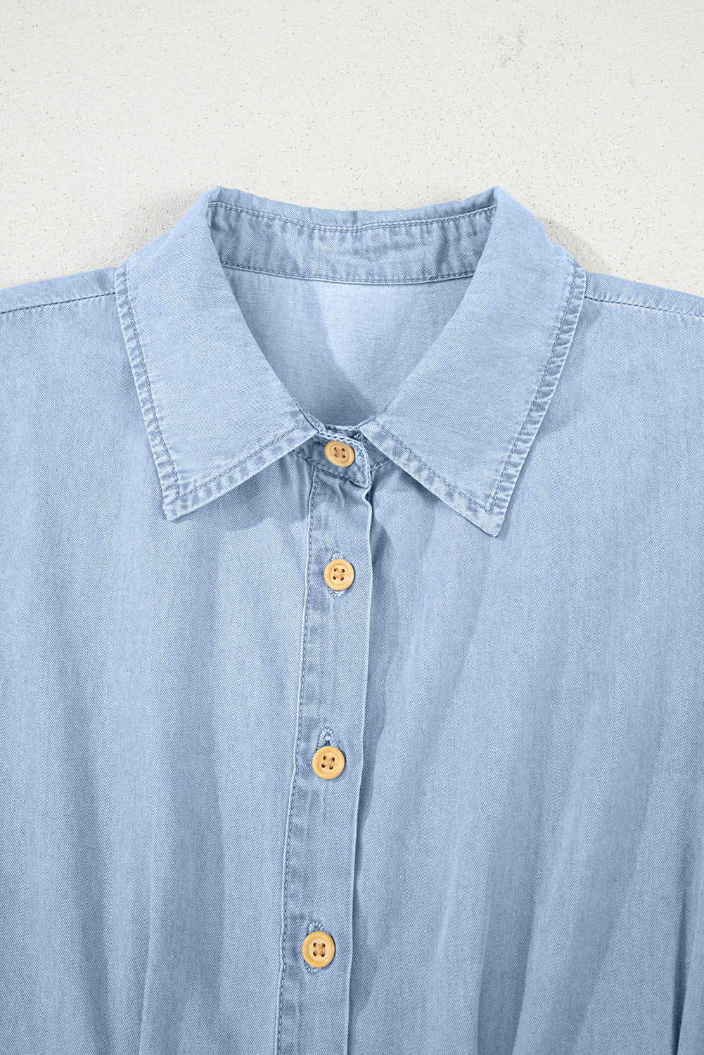 Denim Pleated Short Sleeve Shirt Dress