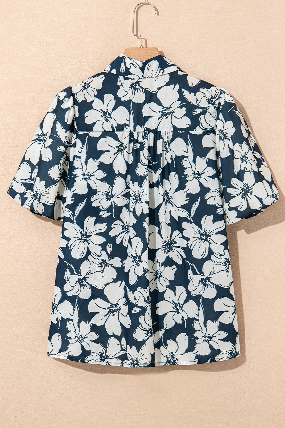 Floral Puff Sleeve Buttoned Shirt