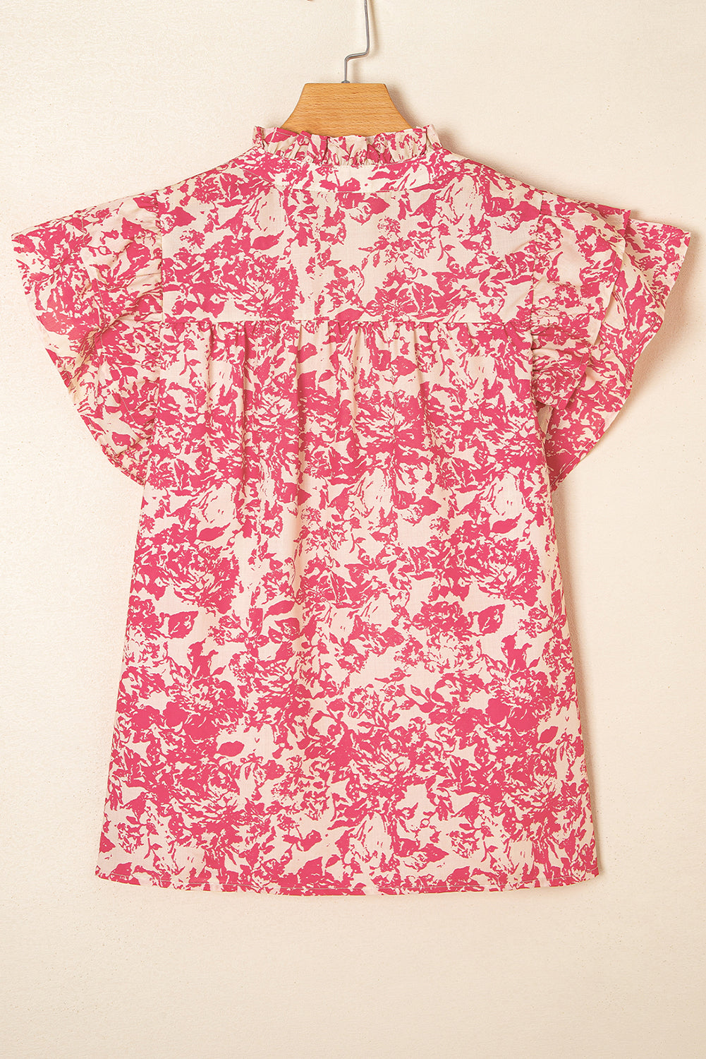 Boho Ruffle Sleeve Buttoned Blouse