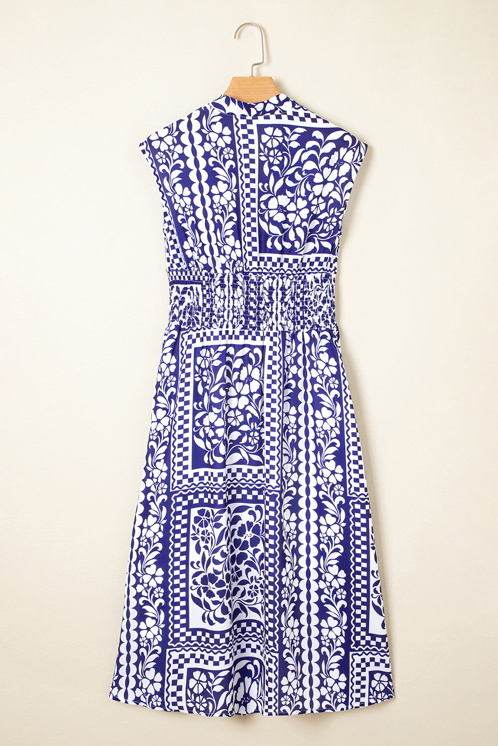 Floral Smocked Waist Sleeveless Midi Dress