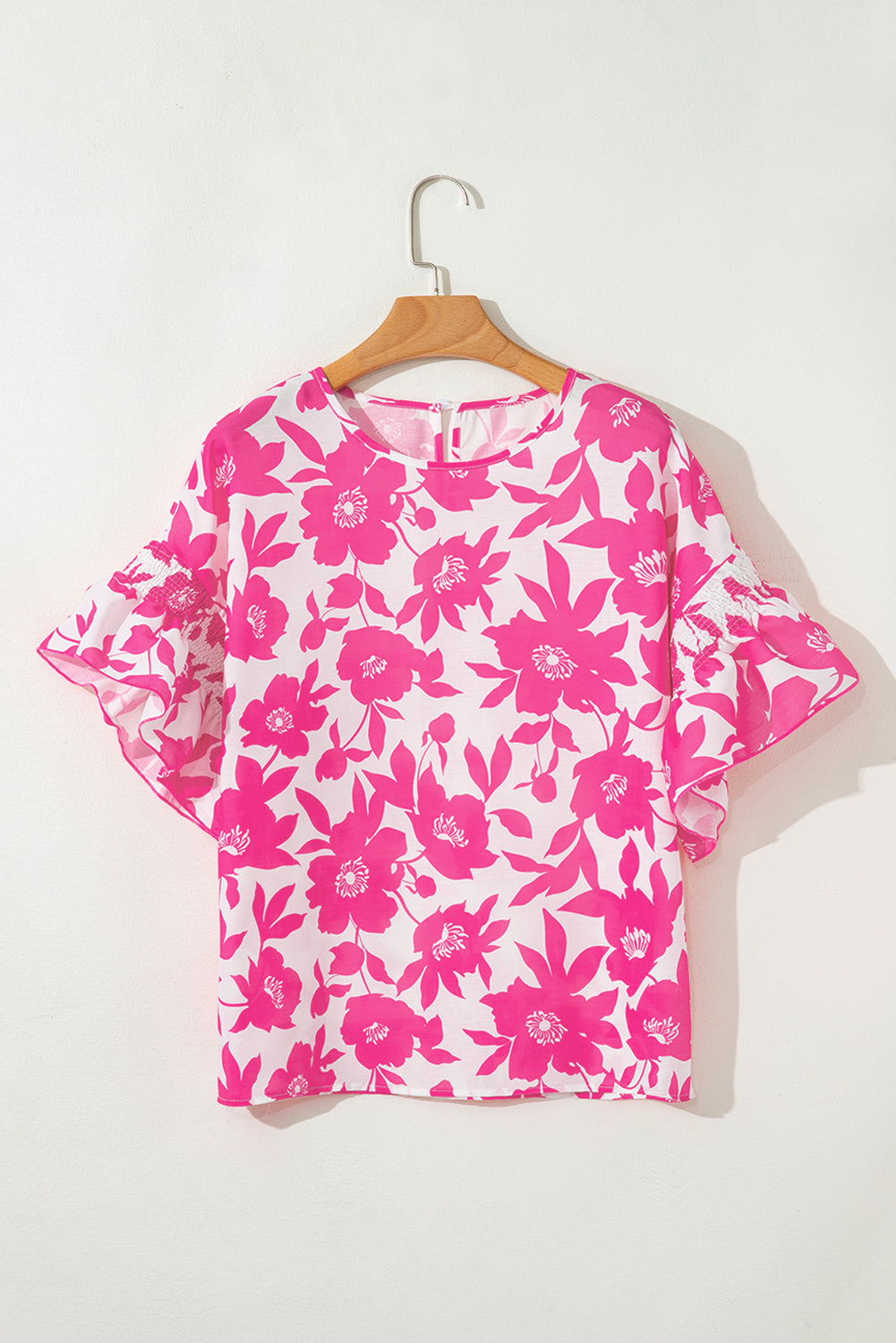 Floral Ruffle Short Sleeve Blouse
