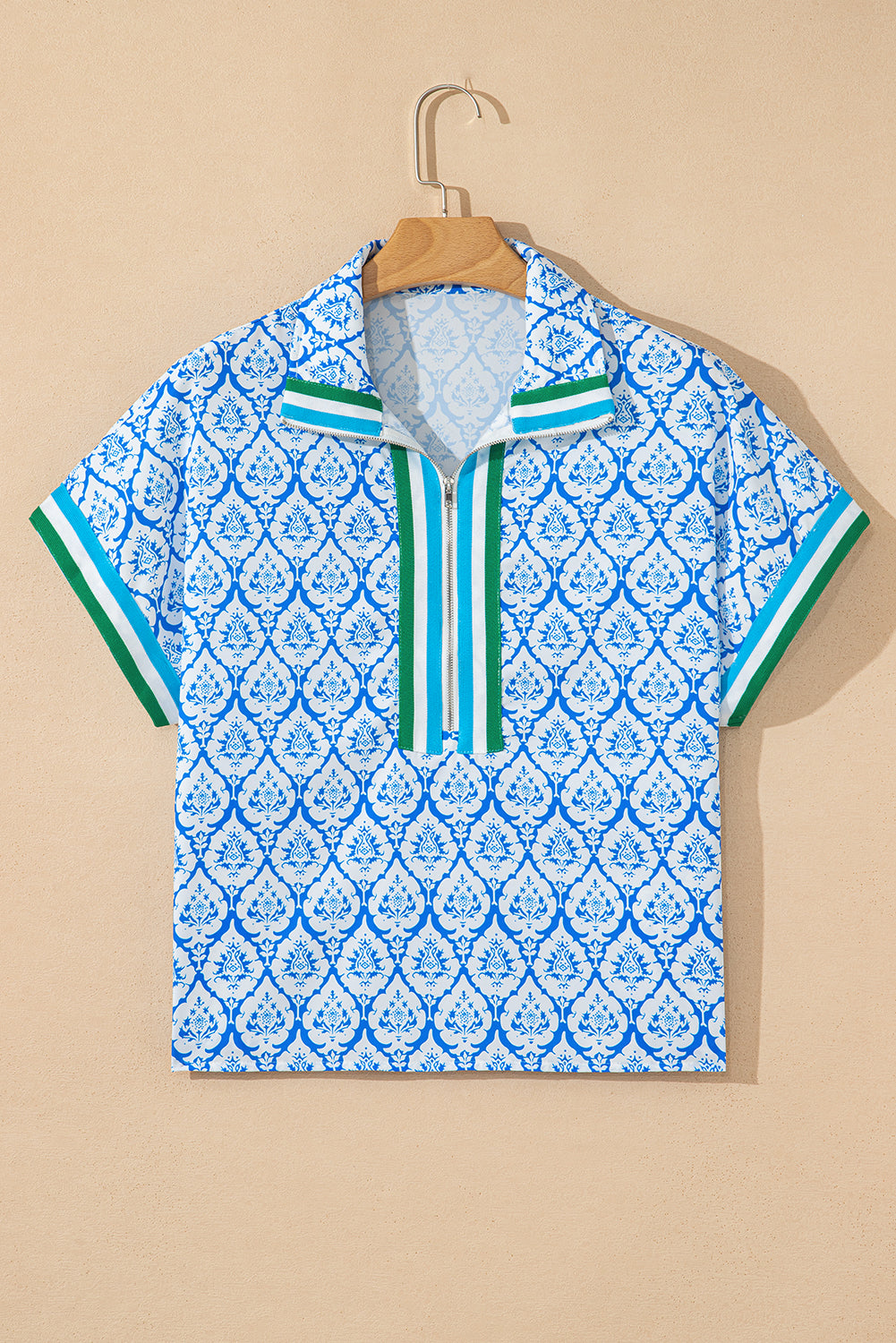 Western Half Zip Collared Blouse