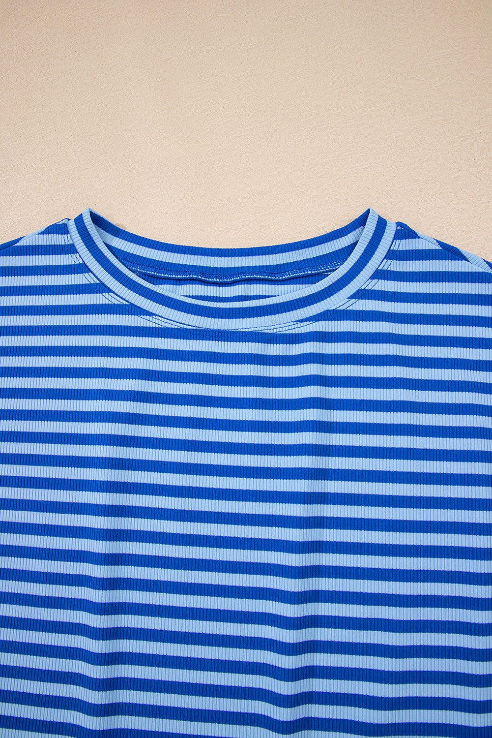 Stripe Ribbed Cap Sleeve T-Shirt