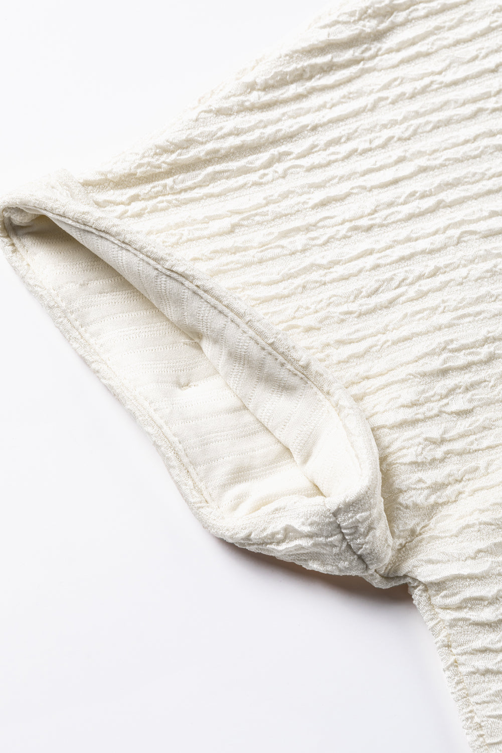 Textured Wide Sleeve V-Neck T-Shirt