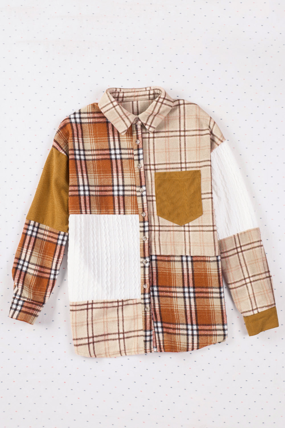 Plaid Colorblock Patchwork Shirt Jacket