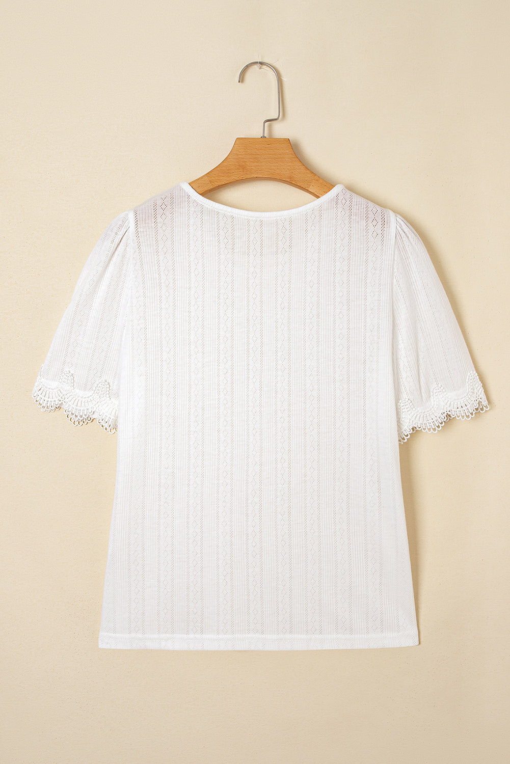 Lace Trim Textured T-Shirt