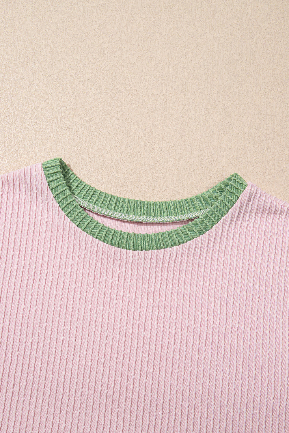 Colorblock Corded Knit Crewneck Tee