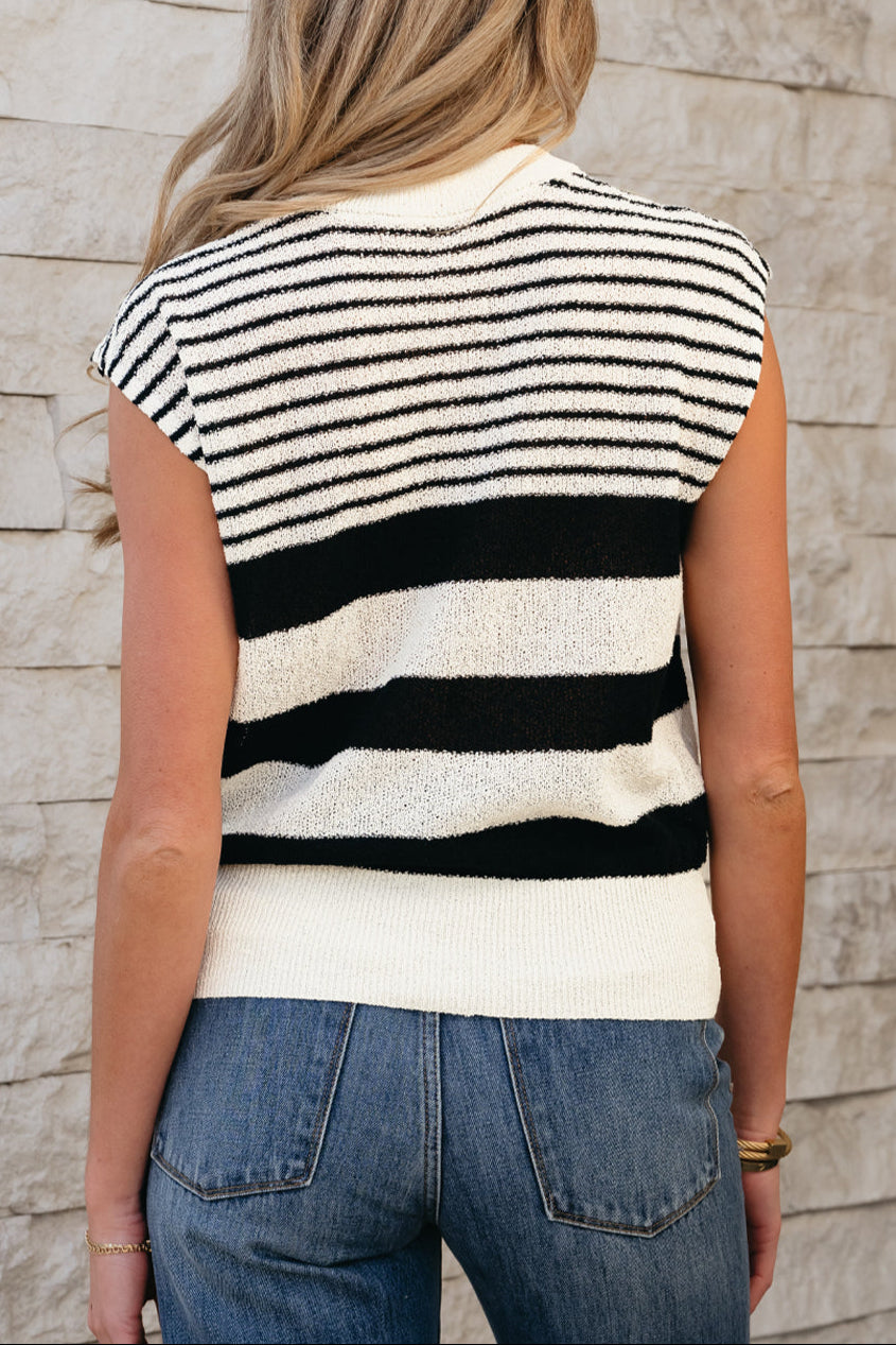 Stripe Sleeveless Sweater Top