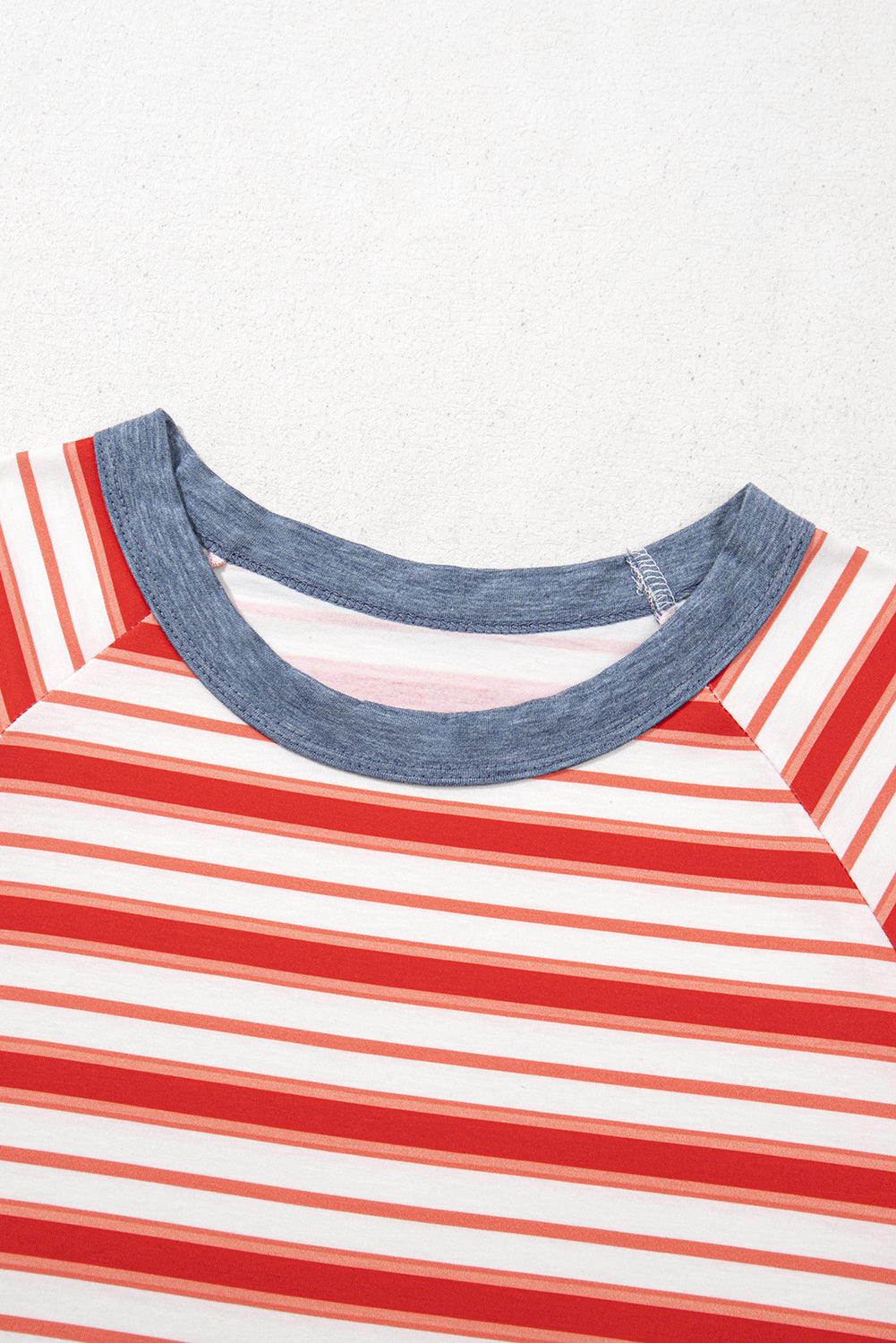 Stripe Contrast Trim Raglan T-Shirt