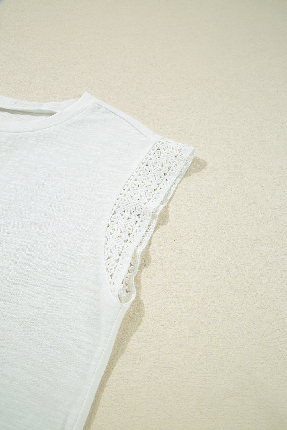 Lace Patchwork Cap Sleeve T-Shirt