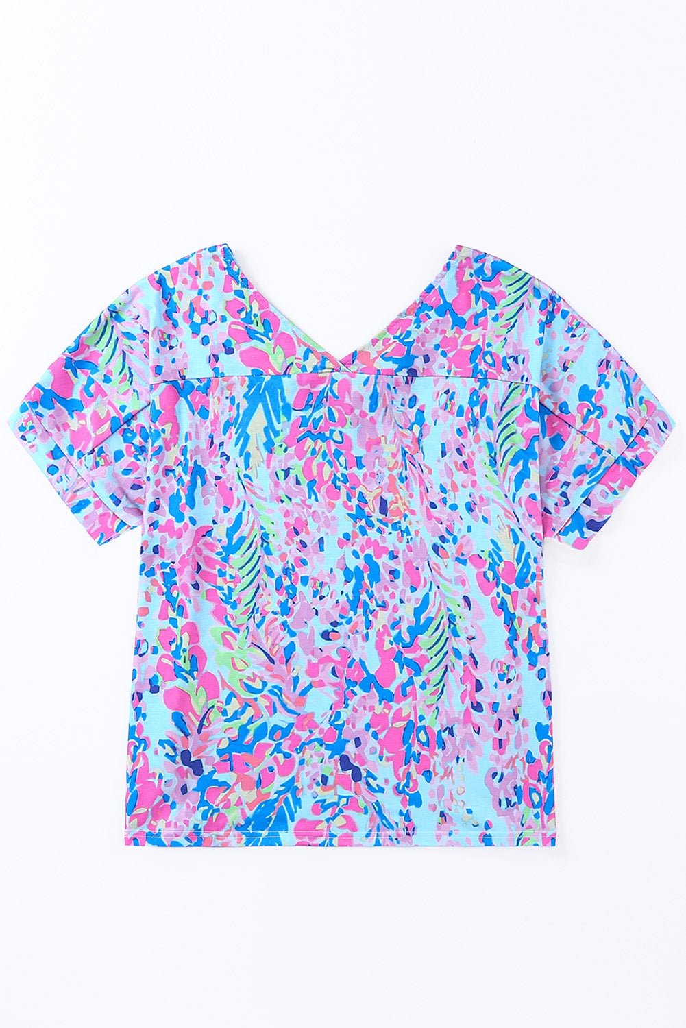 Floral Short Sleeve V-Neck Tee