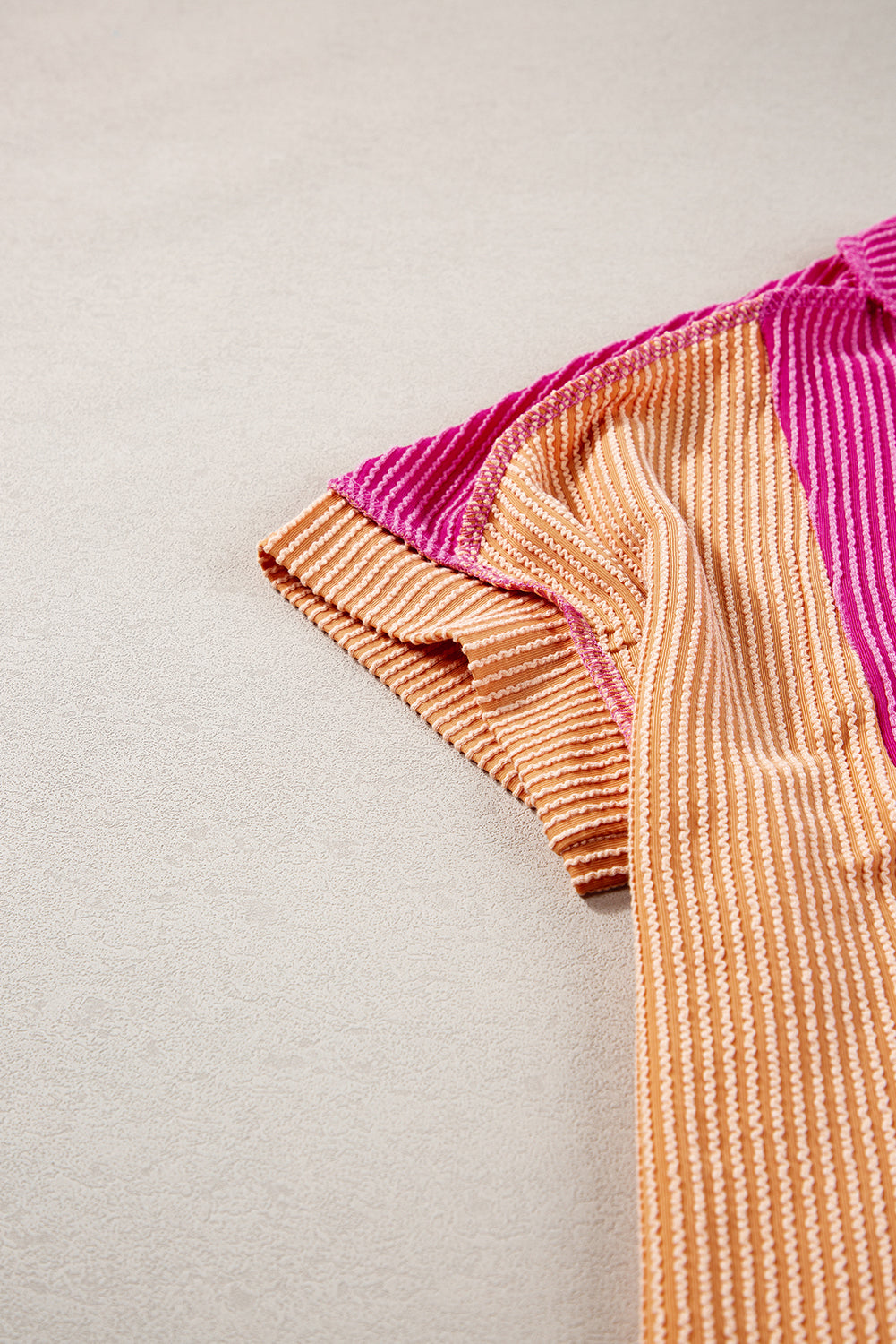 Colorblock Corded Knit Crewneck T-Shirt