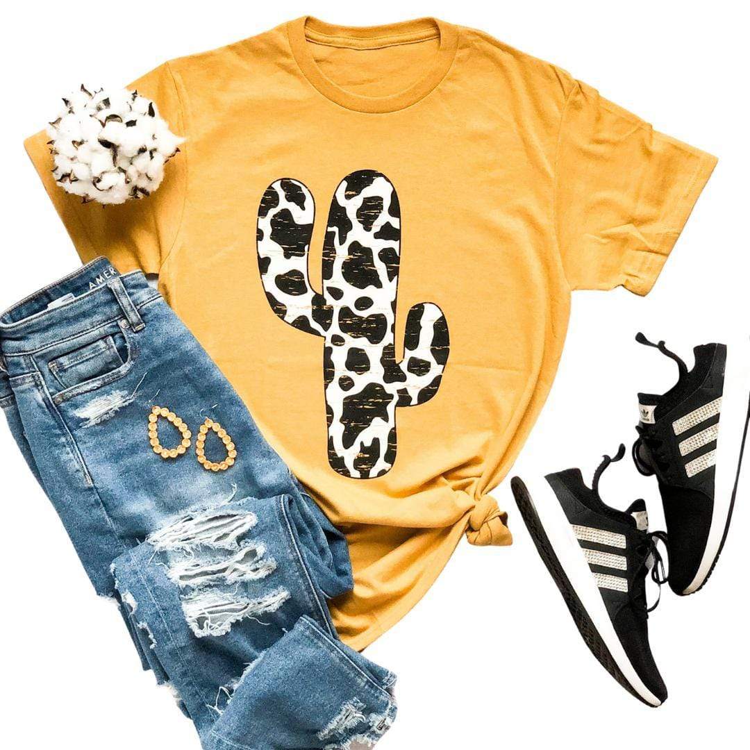 Cow Print Cactus Graphic Tee