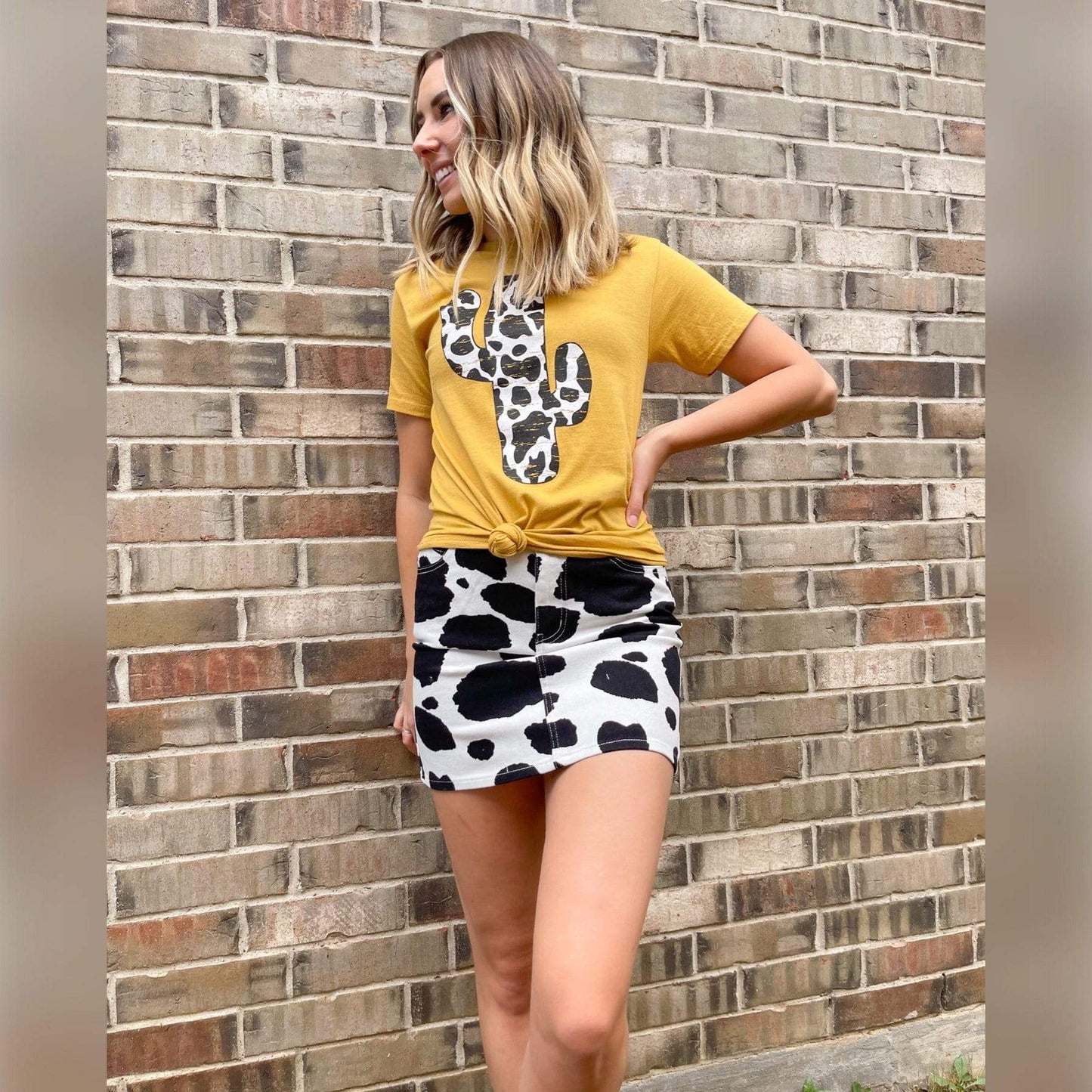 Cow Print Cactus Graphic Tee