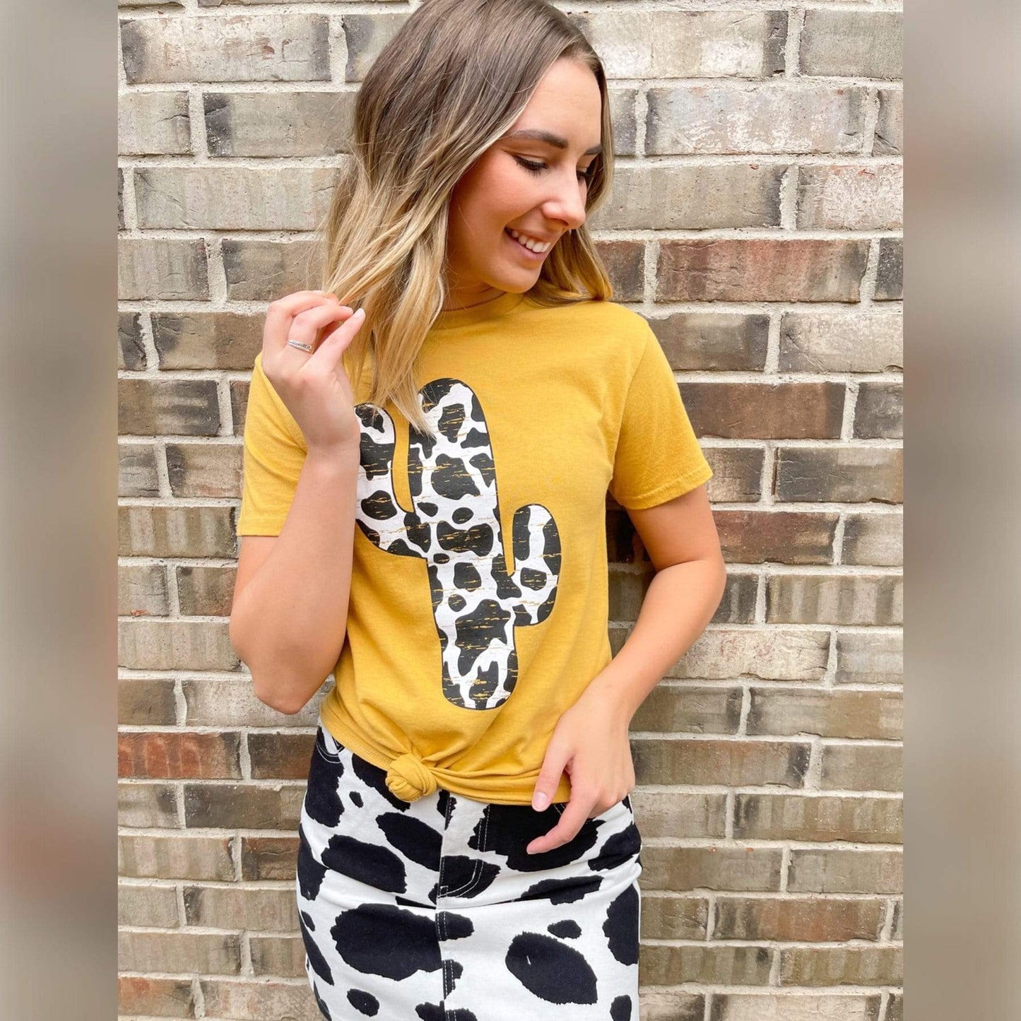 Cow Print Cactus Graphic Tee