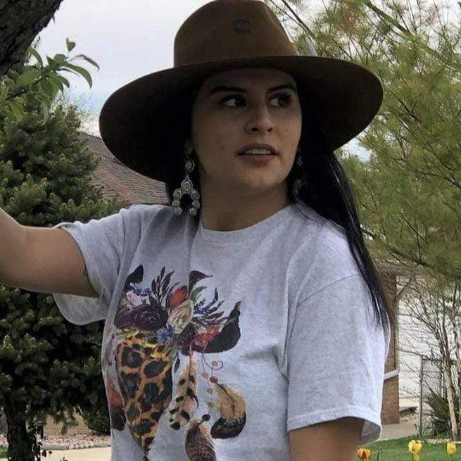 Leopard Floral Feather Bull Skull Graphic Tee