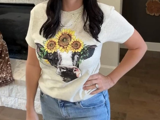 Sunflower Cow Graphic Tee