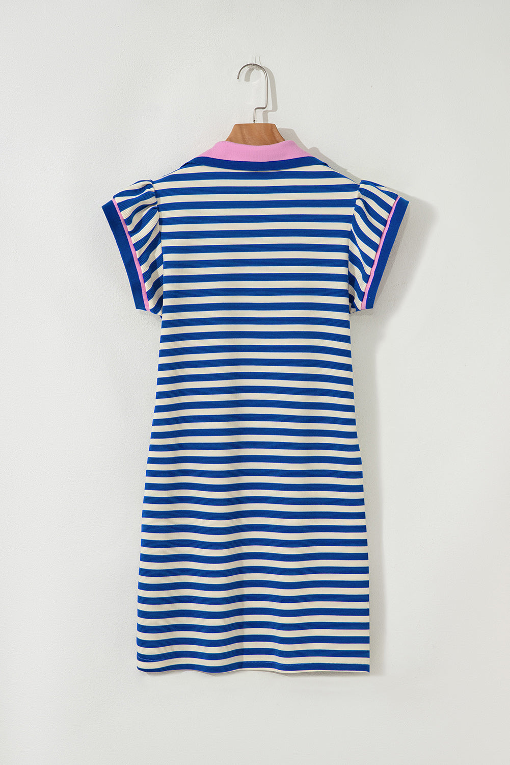 Stripe Contrast Collared V-Neck Dress