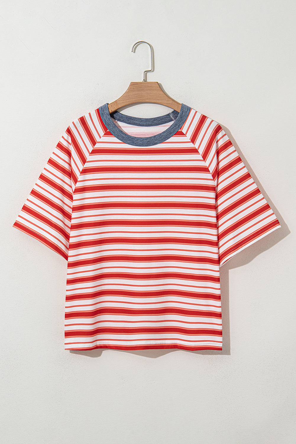 Stripe Contrast Trim Raglan T-Shirt