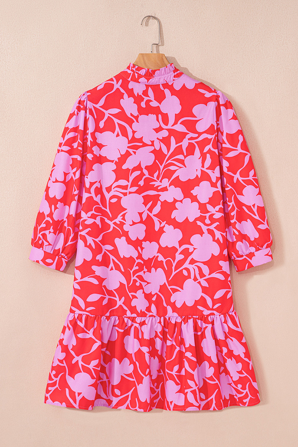 Floral Ruffle 3/4 Sleeve Mini Dress