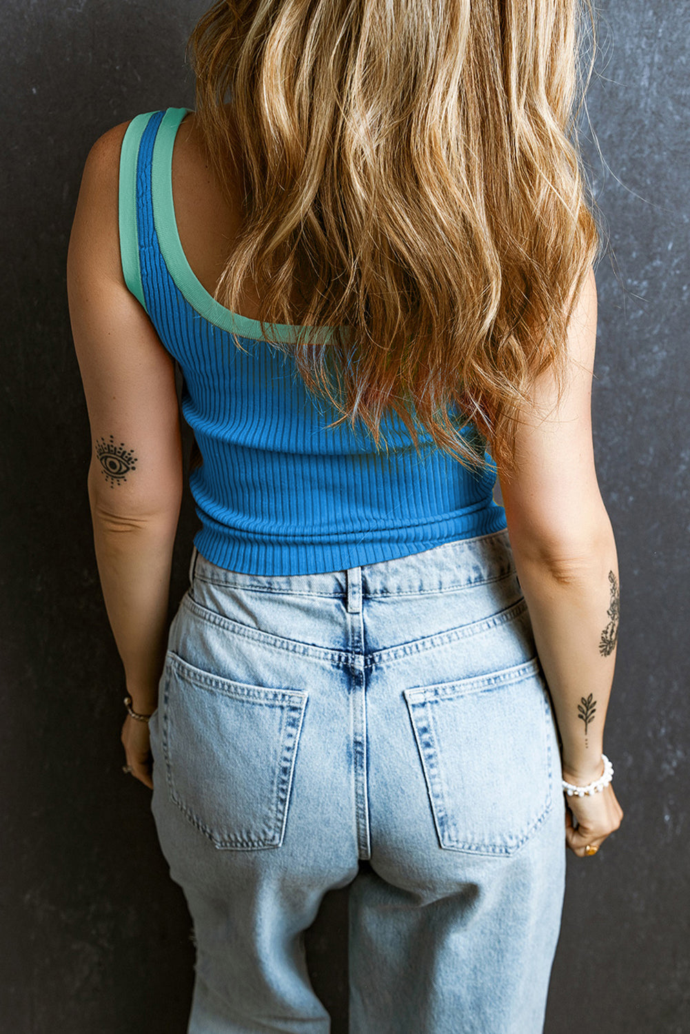 Colorblock Edge Ribbed Tank Top