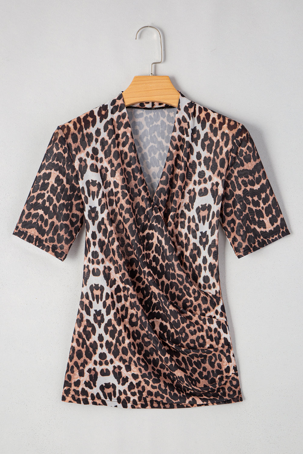 Leopard Wrap V-Neck Top