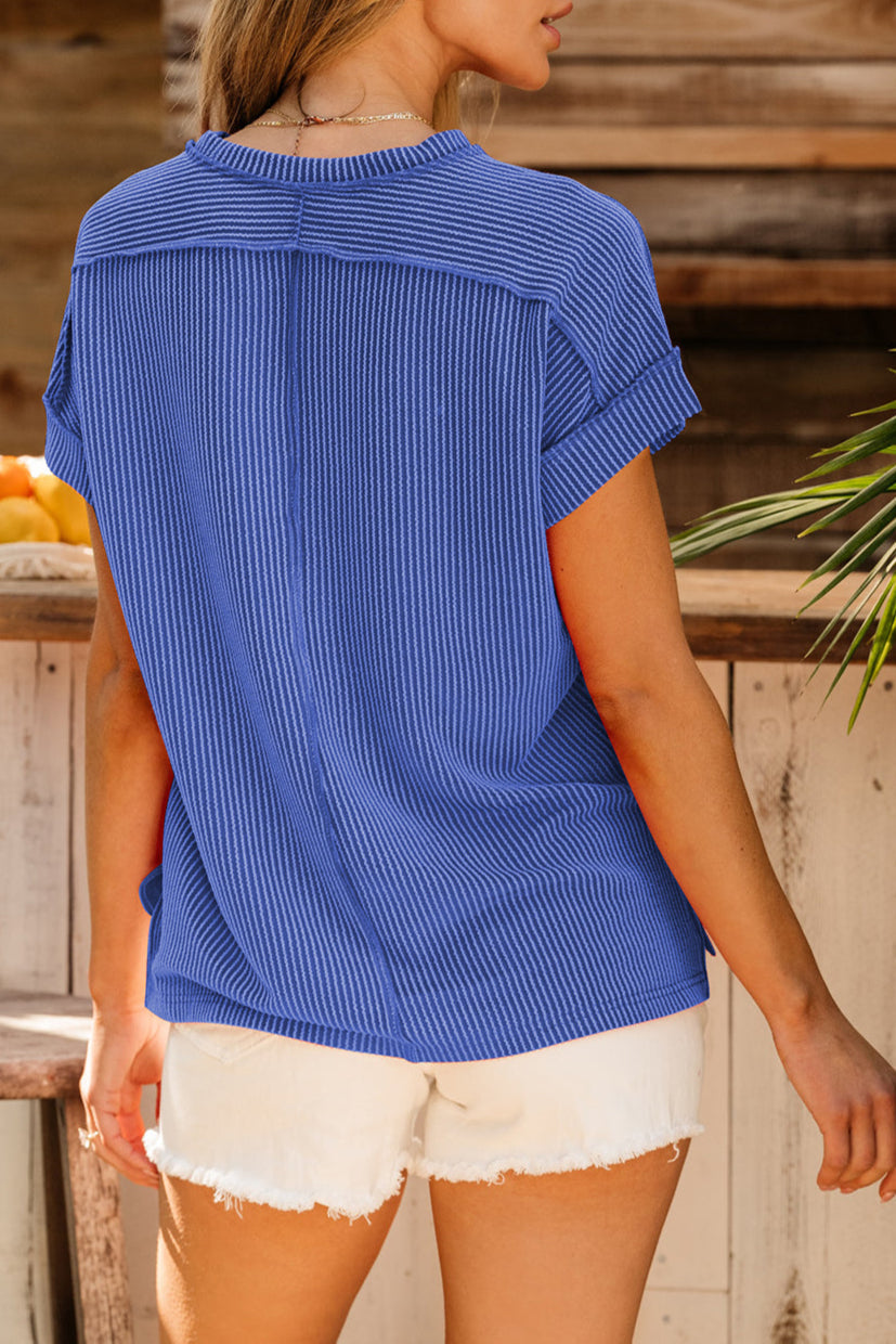 Corded Knit Reverse Seam T-Shirt