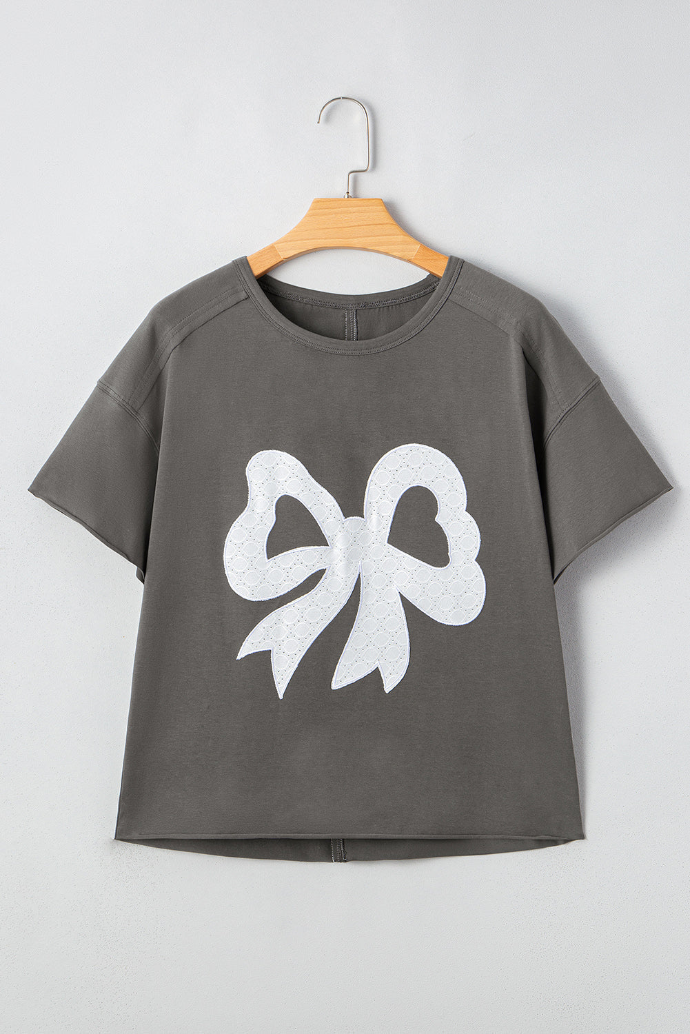 Lace Bow Raw Edge T-Shirt