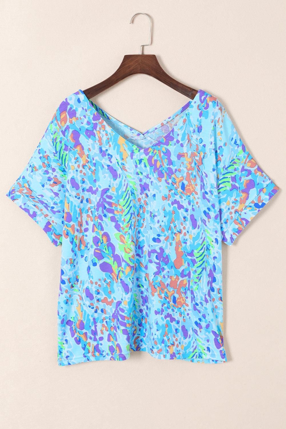 Floral Short Sleeve V-Neck Tee