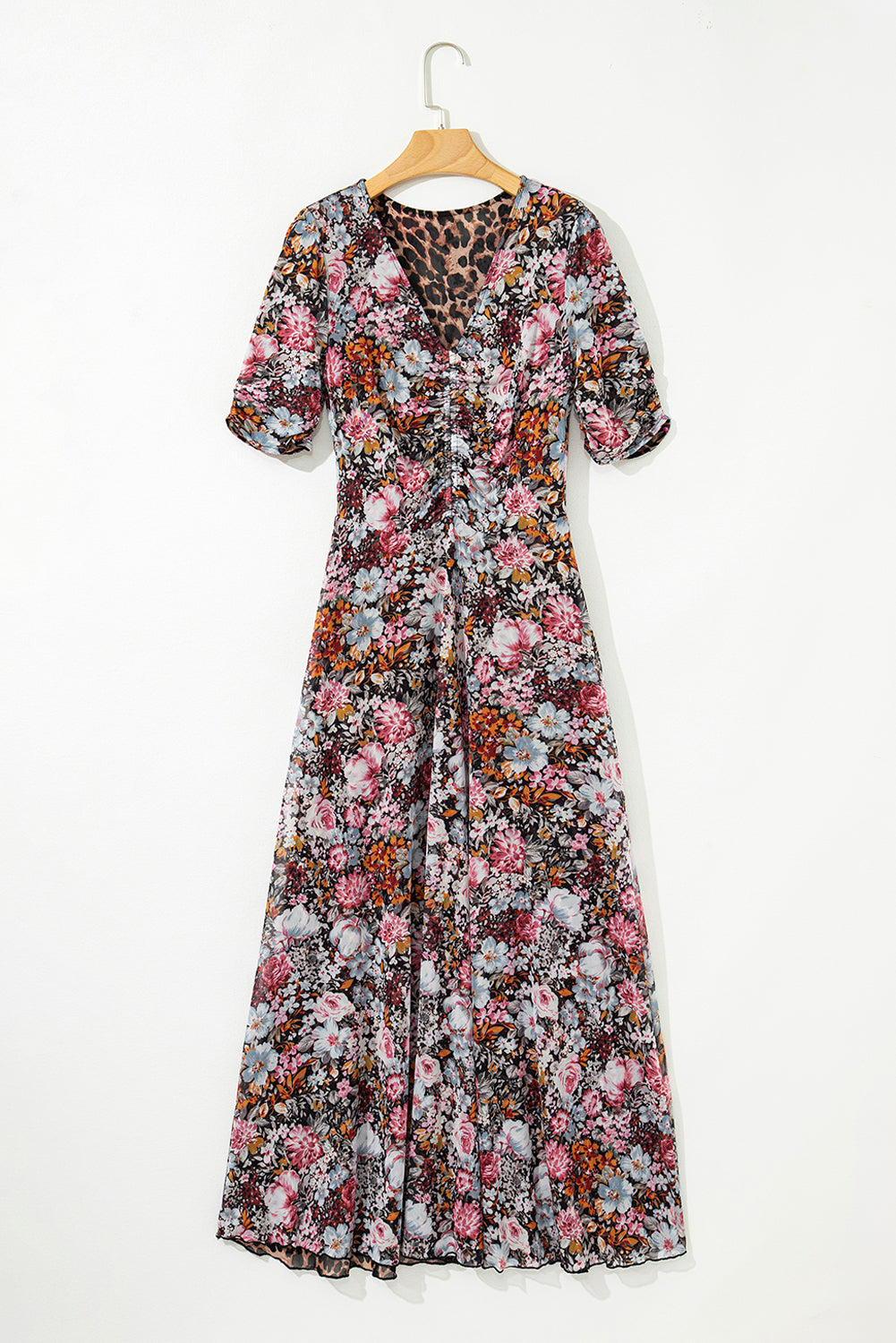 Leopard Floral Mesh Reversible Dress