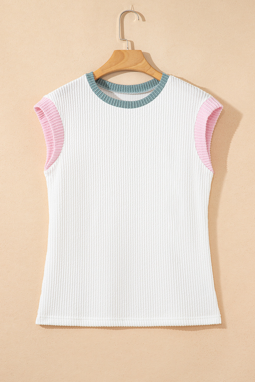 Colorblock Corded Knit Crewneck Tee