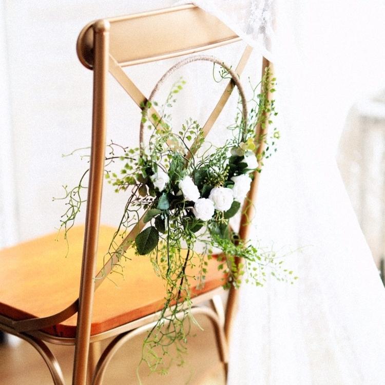Floral Hoop Artificial White Rose with Greenery Ferns 9" D