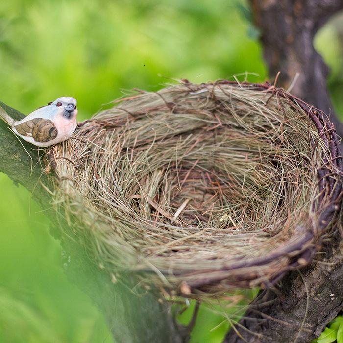 Handmade Grass Willow Bird's Nest Ornament Set of 3