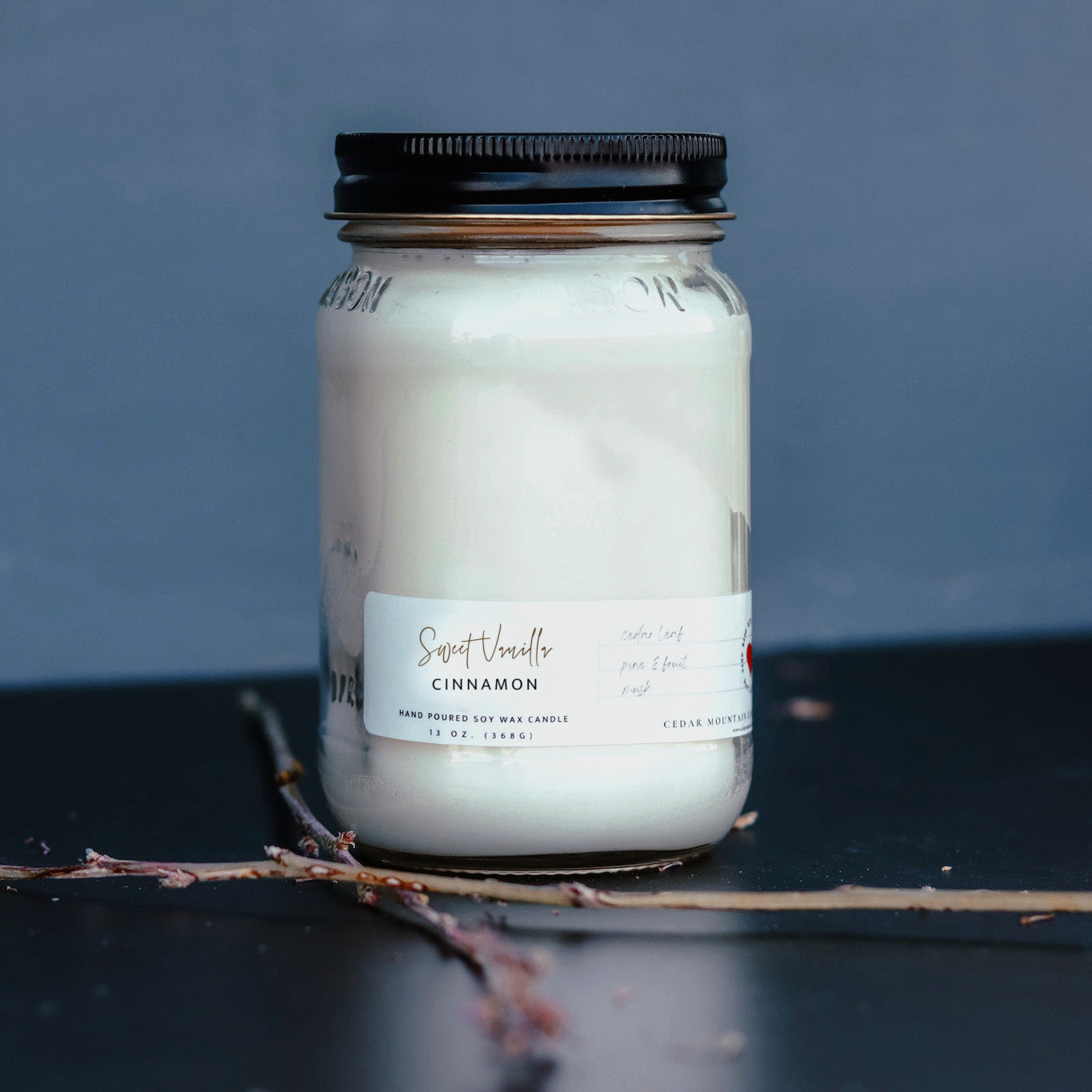 13 oz Mason Jar Soy Candle - Sweet Vanilla Cinnamon