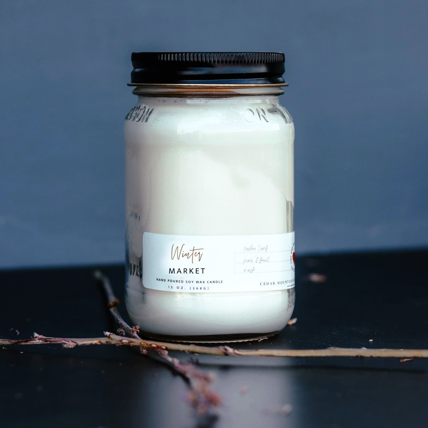 13 oz Mason Jar Soy Candle - Winter Market