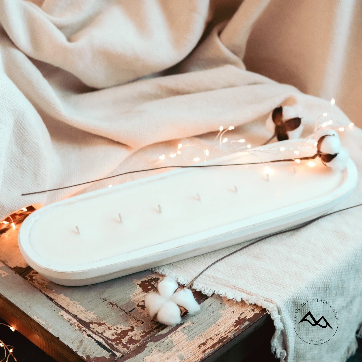 Wood Dough Bowl Candle