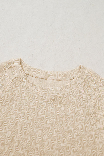 Textured Raglan Cap Sleeve T-Shirt