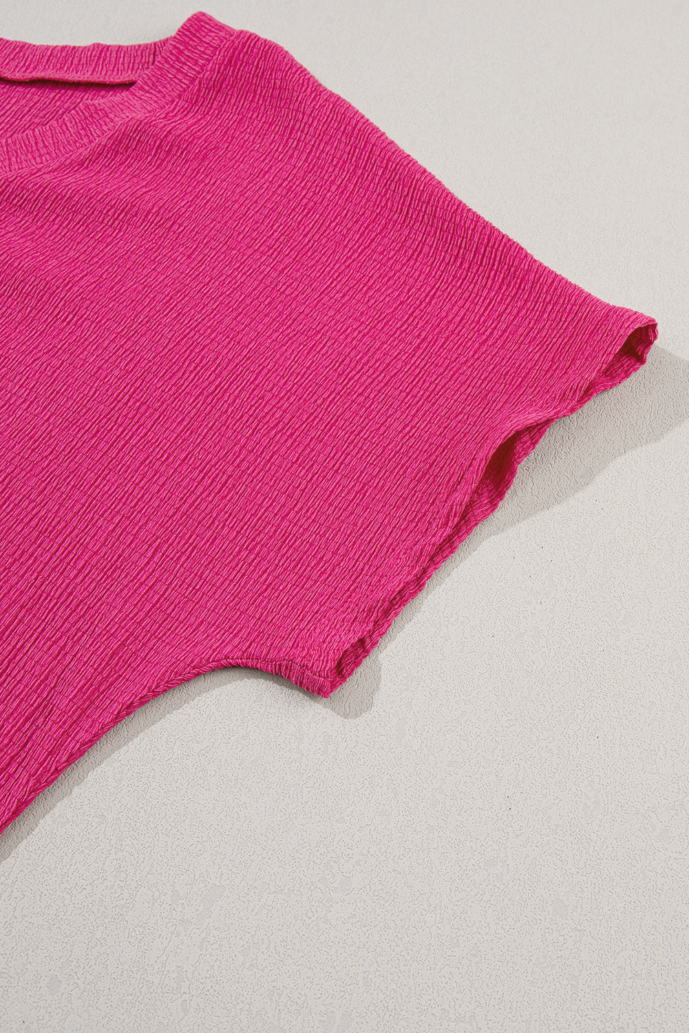 Solid Crinkled V-Neck T-Shirt