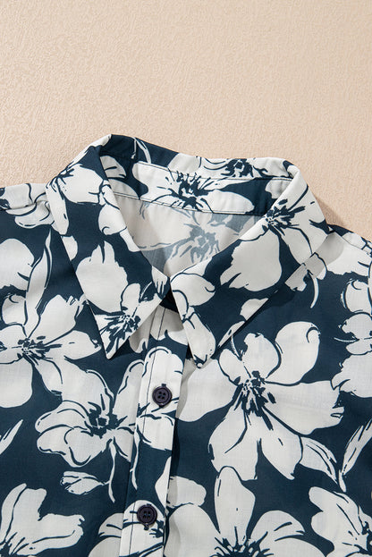 Floral Puff Sleeve Buttoned Shirt